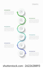 Infographic 6 options design elements for your business data. Vector Illustration.