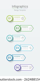 Infographic 6 options design elements for your business data. Vector Illustration.