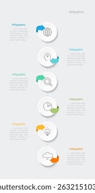 Infographic 6 options design elements for your business data. Vector Illustration.