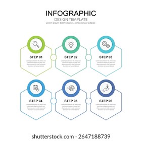 Infographic 6 options design elements for your business data. Vector Illustration