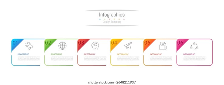 Infografía 6 Elementos de diseño de opciones para los datos de su negocio. Ilustración vectorial.