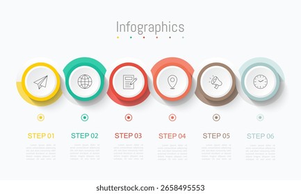 Elementos de design das opções do Infographic 6 para seus dados de negócios. Ilustração de vetor.