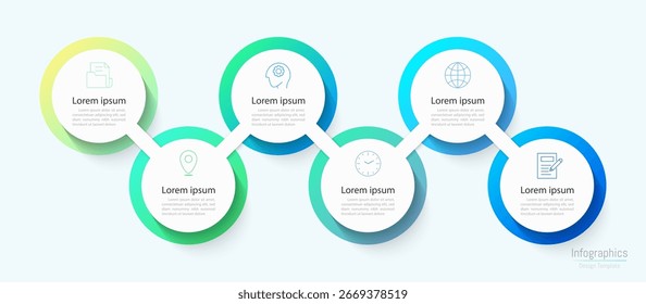Infographic 6 options design elements for your business data. Vector Illustration.