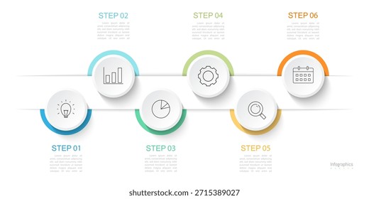 Infografía 6 Elementos de diseño de opciones para los datos de su negocio. Ilustración vectorial.