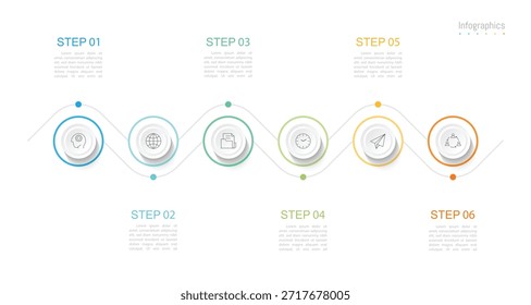 Infografía 6 Elementos de diseño de opciones para los datos de su negocio. Ilustración vectorial.