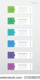 Infografía 6 Elementos de diseño de opciones para los datos de su negocio. Ilustración vectorial.