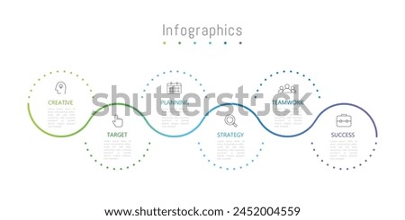 Infographic 6 options design elements for your business data. Vector Illustration.