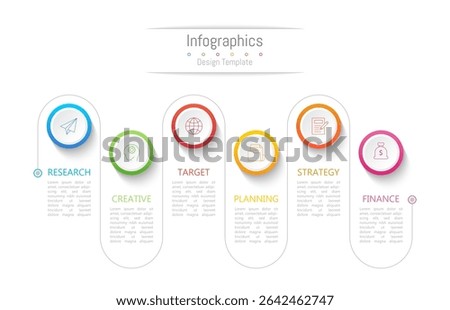 Infographic 6 options design elements for your business data. Vector Illustration.