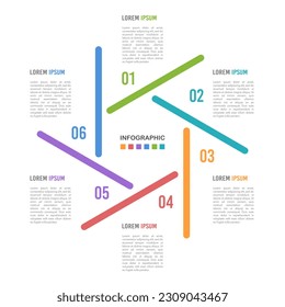 Infographic 6 options. Planning, Workflow, or process diagram. Vector illustration.