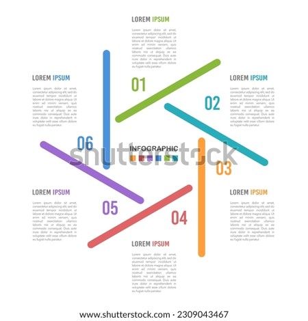 Infographic 6 options. Planning, Workflow, or process diagram. Vector illustration.