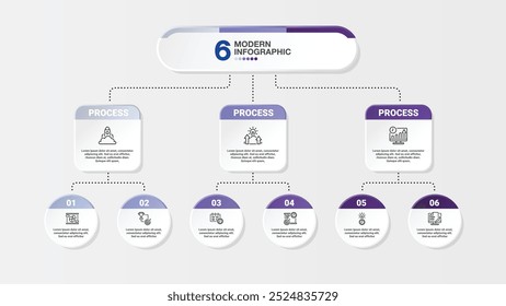 Infographic 6 options or step for presentation. Business icons concept.