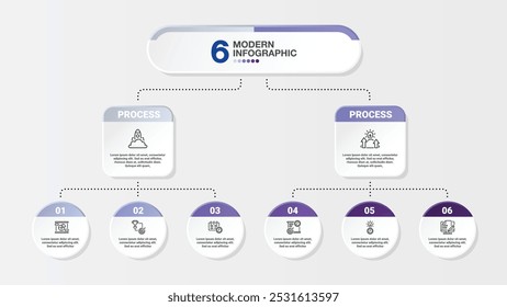 Infographic 6 options or step for presentation. Business icons concept.