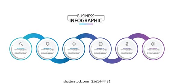 Infographic 6 options, steps, design elements. Vector Illustration.