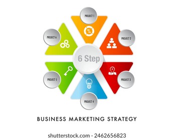 Infographic 6 step for business chart to present data, progress, direction, clean design	
