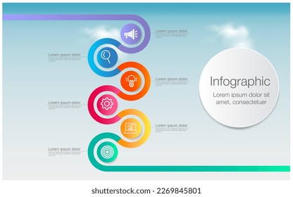 Hoja de ruta de 6 pasos para el organigrama para presentar datos, progreso, dirección, diseño limpio	