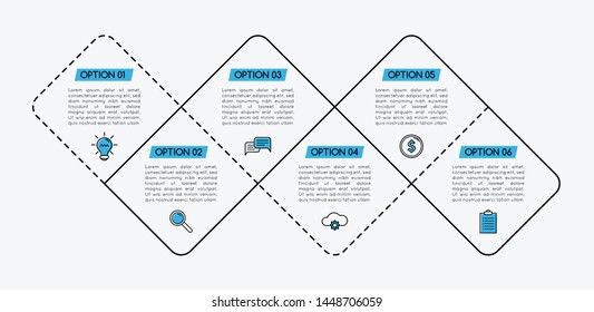 Infographic with 6 steps. Diagram. Vector