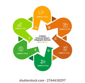 infographic 6 steps or list diagram, circle infographic element vector, layout element template for presentation, banner, report, annual, website. vector editable