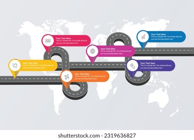Infographic 6 Steps Modern Timeline diagram with circle and roadmap