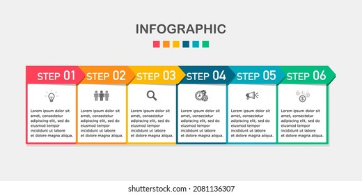 Infographic 6 steps options process colorful
