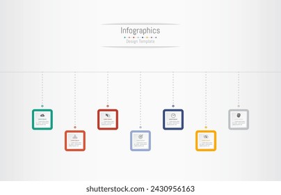Infographic 7 options design elements for your business data. Vector Illustration.