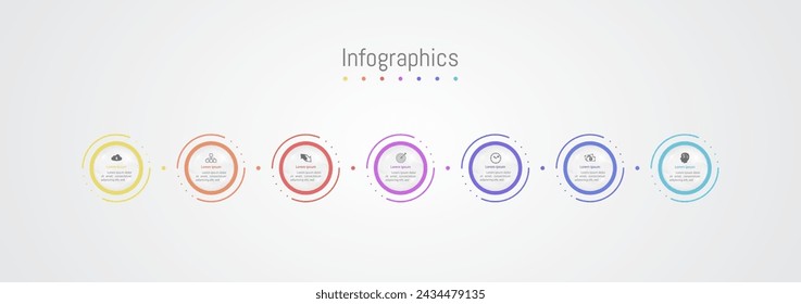 Infographic 7 options design elements for your business data. Vector Illustration.