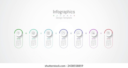 Infographic 7 options design elements for your business data. Vector Illustration.