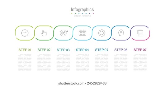 Infografik 7 Optionen Design-Elemente für Ihre Geschäftsdaten. Vektorillustration.