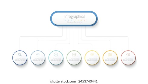 Infographic 7 options design elements for your business data. Vector Illustration.