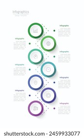 Infografik 7 Optionen Design-Elemente für Ihre Geschäftsdaten. Vektorillustration.