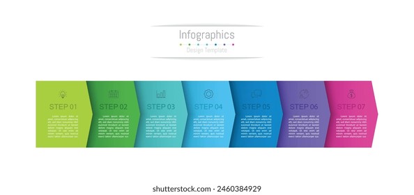 Infographic 7 options design elements for your business data. Vector Illustration.