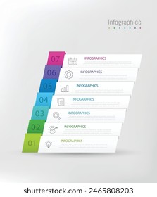 Infographic 7 options design elements for your business data. Vector Illustration.