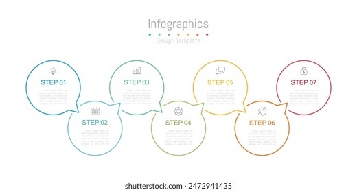 Infografik 7 Optionen Design-Elemente für Ihre Geschäftsdaten. Vektorillustration.