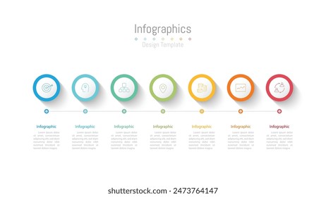 Infographic 7 options design elements for your business data. Vector Illustration.