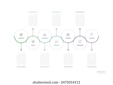 Infografía 7 opciones Elementos de diseño para sus datos de negocio. Ilustración vectorial.