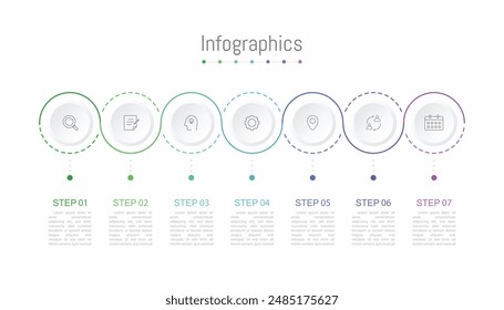 Infographic 7 options design elements for your business data. Vector Illustration.