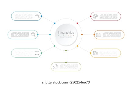 Infografía 7 Elementos de diseño de opciones para los datos de su negocio. Ilustración vectorial.