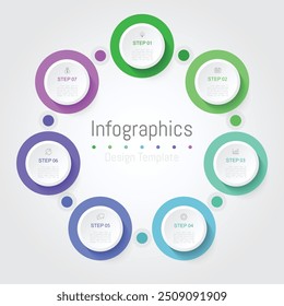 Infographic 7 Optionen Design-Elemente für Ihre Geschäftsdaten. Vektorgrafik.