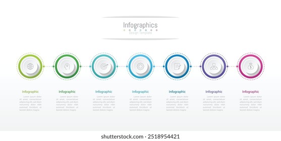 Infografía 7 Elementos de diseño de opciones para los datos de su negocio. Ilustración vectorial.