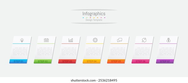 Infográfico 7 opções elementos de design para seus dados de negócios. Ilustração de vetor.