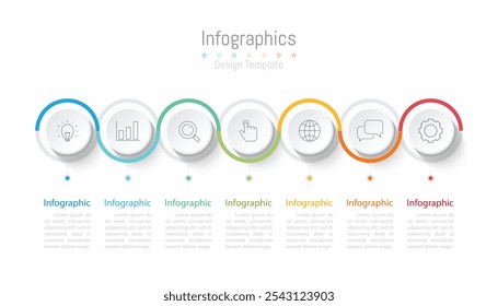 Infográfico 7 opções elementos de design para seus dados de negócios. Ilustração de vetor.