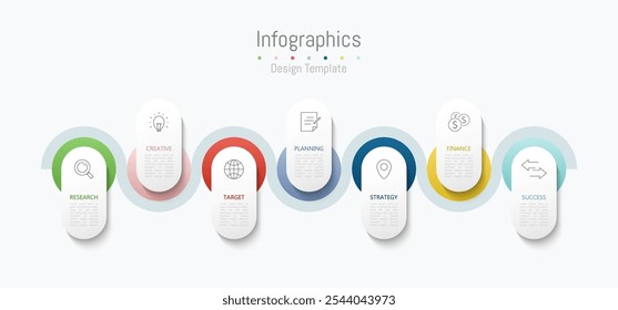 Infográfico 7 opções elementos de design para seus dados de negócios. Ilustração de vetor.