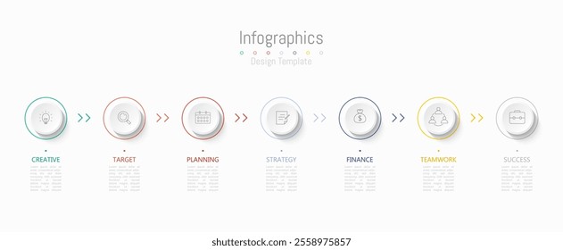 Infographic 7 options design elements for your business data. Vector Illustration.