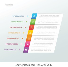 Infographic 7 options design elements for your business data. Vector Illustration.