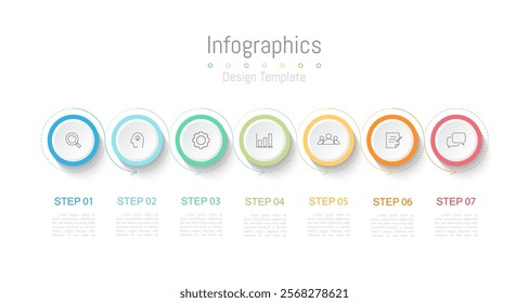 Infographic 7 options design elements for your business data. Vector Illustration.