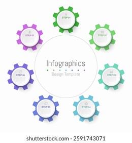 Infographic 7 options design elements for your business data. Vector Illustration.