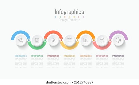 Infographic 7 options design elements for your business data. Vector Illustration.