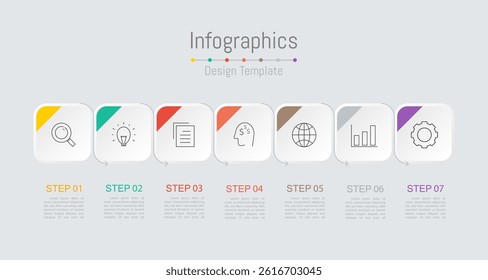 Infographic 7 options design elements for your business data. Vector Illustration.