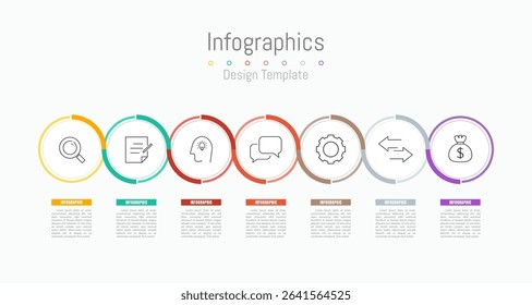 Infographic 7 options design elements for your business data. Vector Illustration.