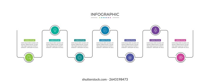 Infográfico 7 opções elementos de design para seus dados de negócios. Ilustração de vetor.