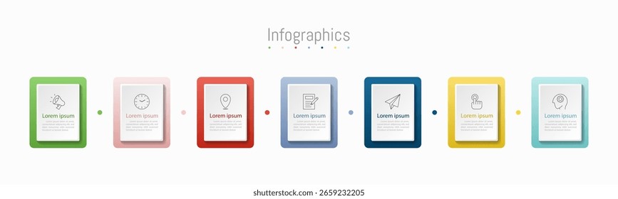 Infographic 7 options design elements for your business data. Vector Illustration.